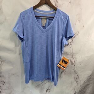 511 Tactical Shirt Women Large Blue Performance Zig Zag V Neck Short Sleeve 5.11